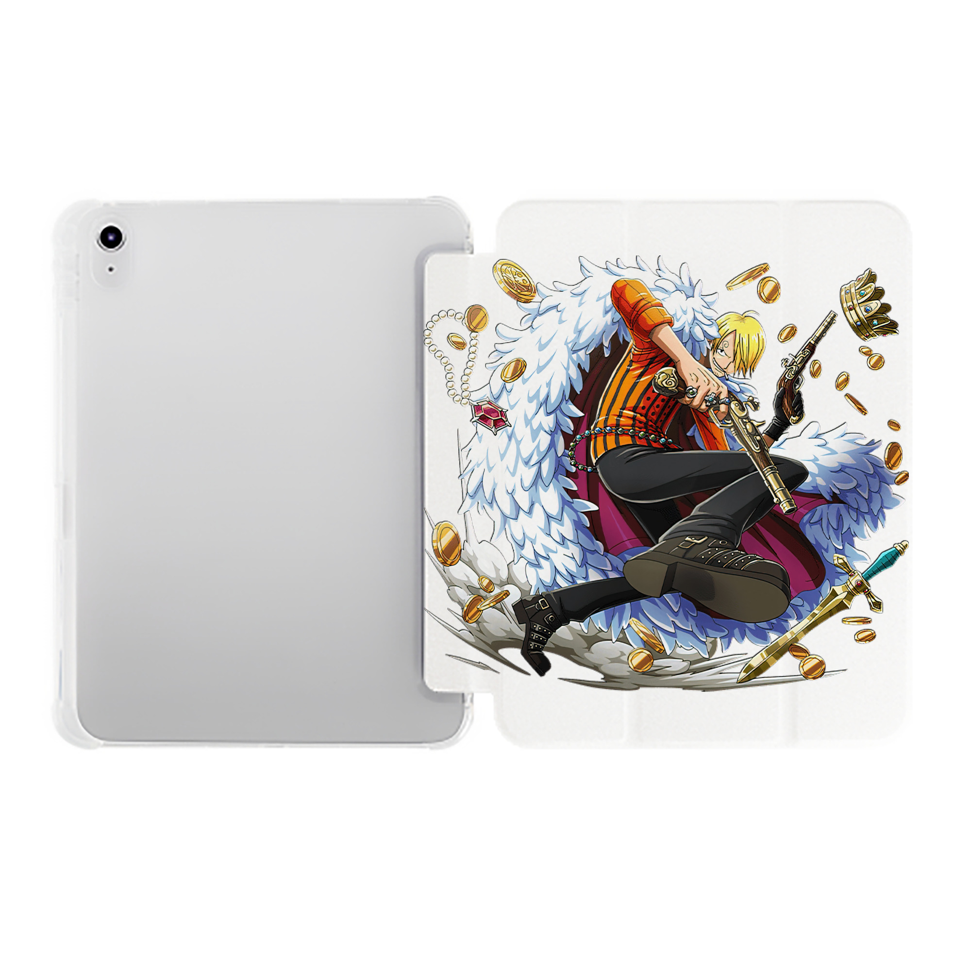（画像用） ワンピース サンジ ONE PIECE Sanji IPad ケース ペン収納付き 三つ折りスタンド PUレザー×シリコン 対応機種9.5/10.5/10.9インチ